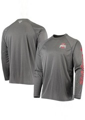 Men's Columbia Heather Charcoal Ohio State Buckeyes Terminal Tackle Omni-Shade Raglan Long Sleeve T-Shirt at Nordstrom