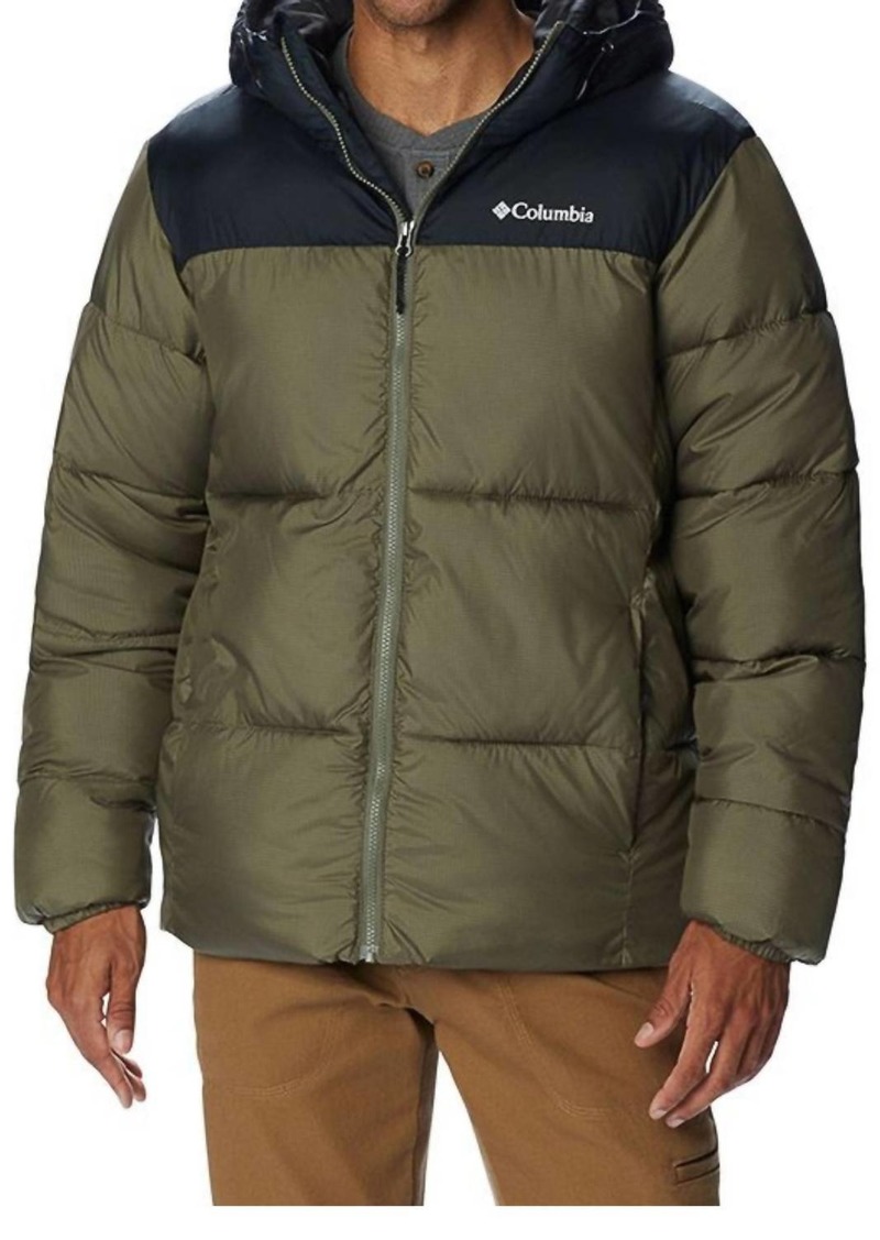 Columbia Puffect Hooded Jacket In 397 - Stone Green Black