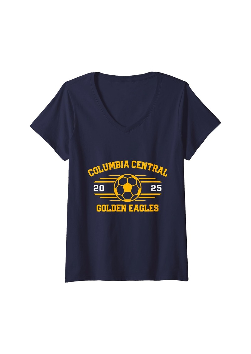 Womens Columbia Central Golden Eagles Soccer Ball 2025 V-Neck T-Shirt