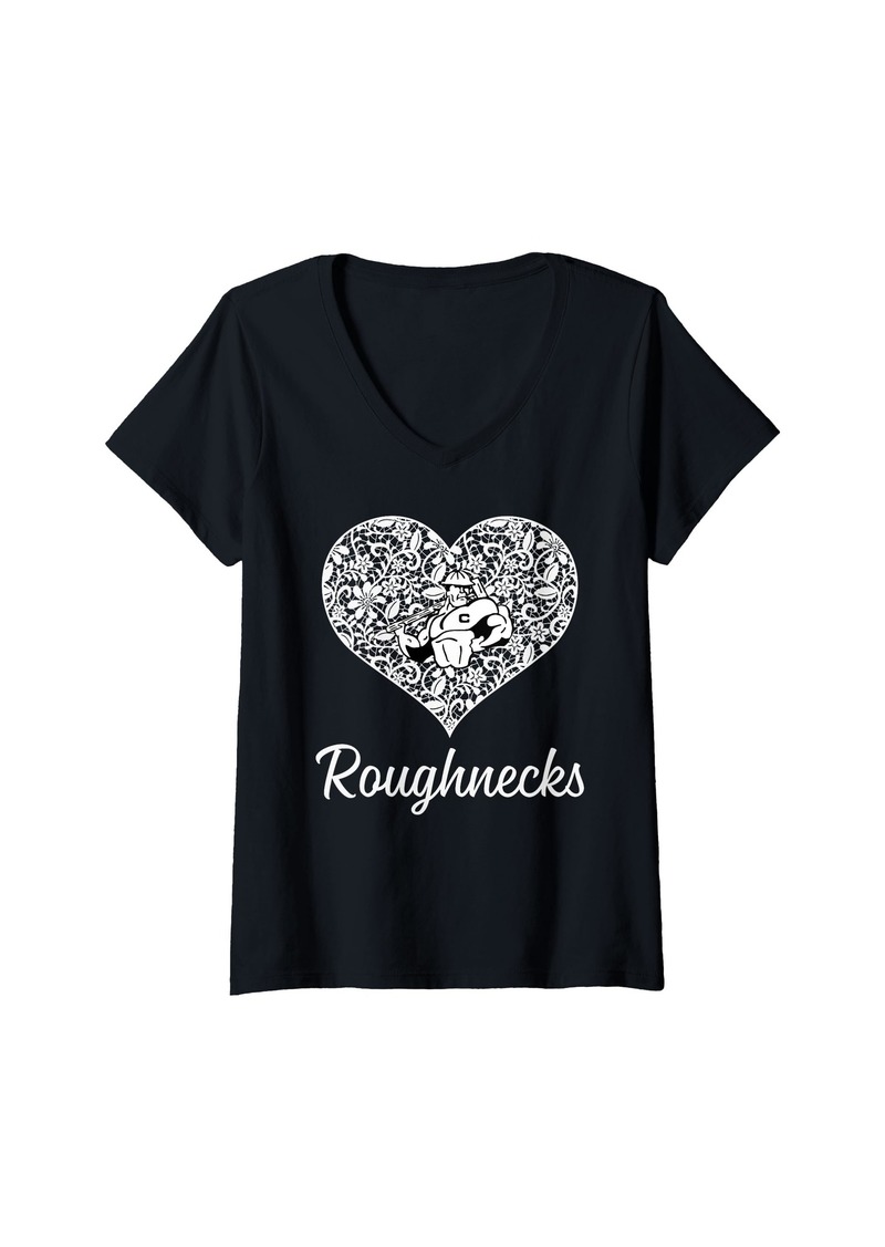 Womens Columbia Roughnecks Logo Lace Heart HS V-Neck T-Shirt