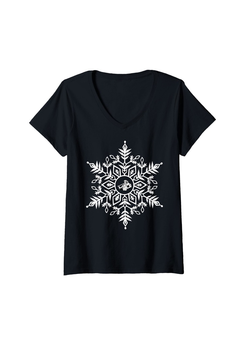 Womens Columbia Roughnecks Logo Snowflake HS V-Neck T-Shirt