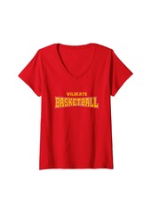 Womens Columbia Wildcats Basketball Warp HS V-Neck T-Shirt