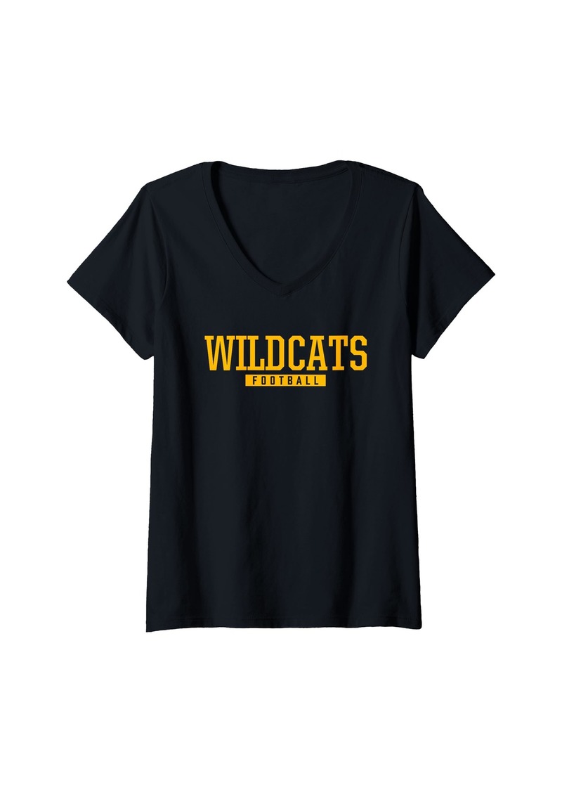 Womens Columbia Wildcats Football HS V-Neck T-Shirt