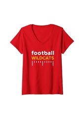 Womens Columbia Wildcats Football Lines HS V-Neck T-Shirt