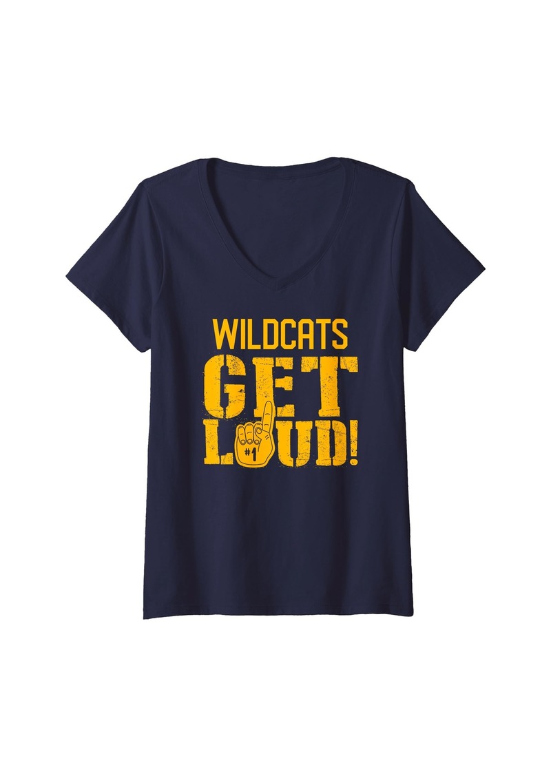 Womens Columbia Wildcats Get Loud! HS V-Neck T-Shirt