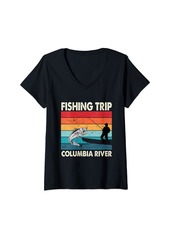Womens Fishing Trip 2024 columbia river washington oregon V-Neck T-Shirt