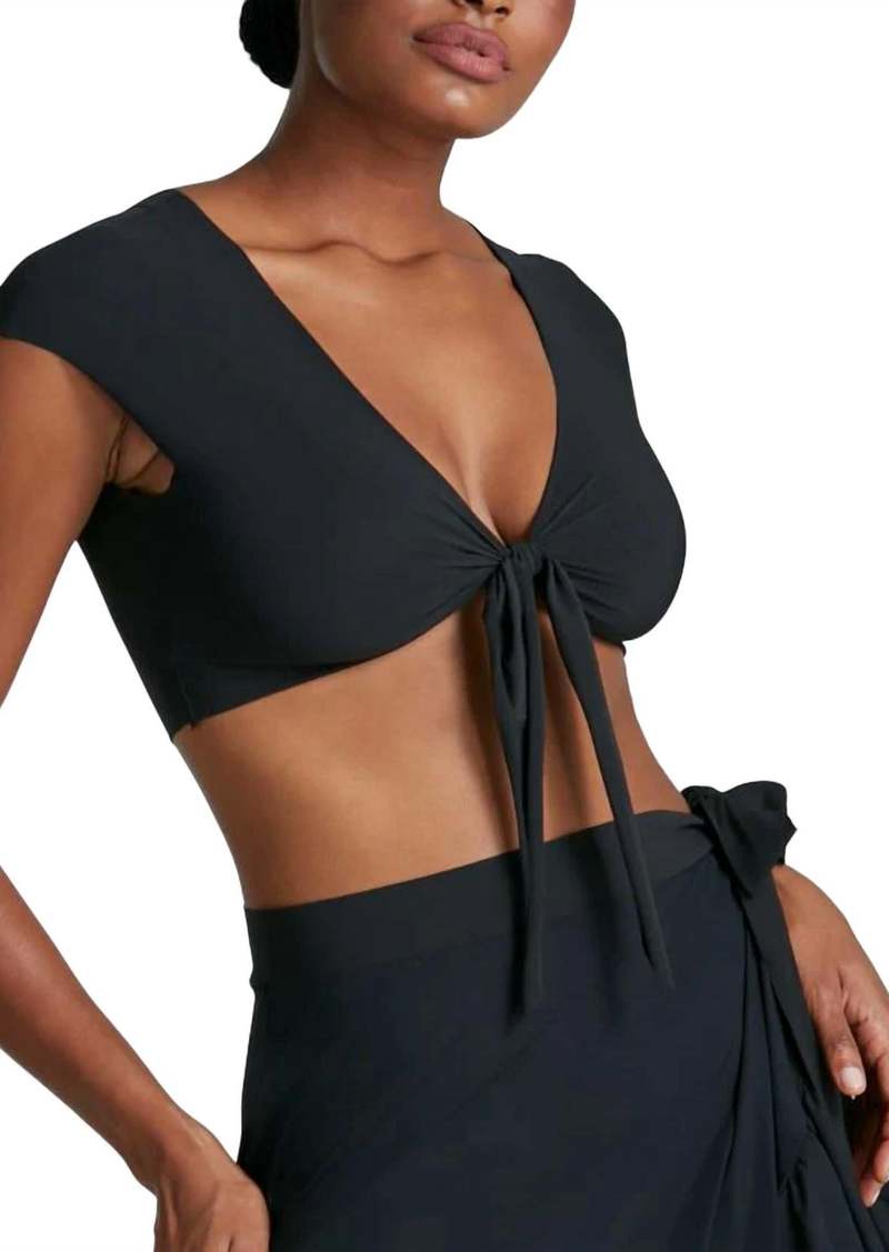 Commando Classic Wrap Cover Up Crop Top In Black