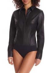 Commando Lightweight Faux Leather Button-Up Bodysuit