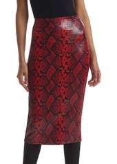 Commando Faux Leather Animal Midi Skirt In Red Snake