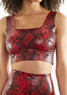 Commando Faux Leather Animal Squareneck Crop Top In Red Snake