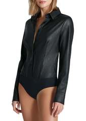 Commando Faux Leather Button Down Bodysuit In Black