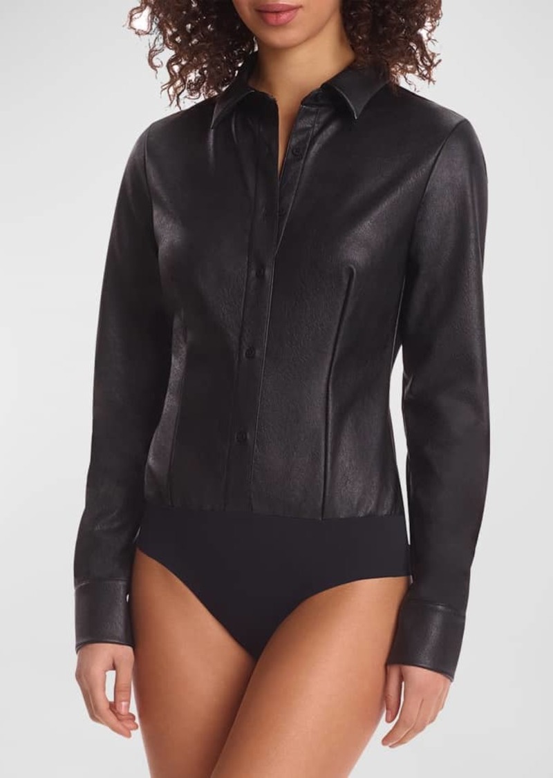 Commando Faux-Leather Button-Front Bodysuit