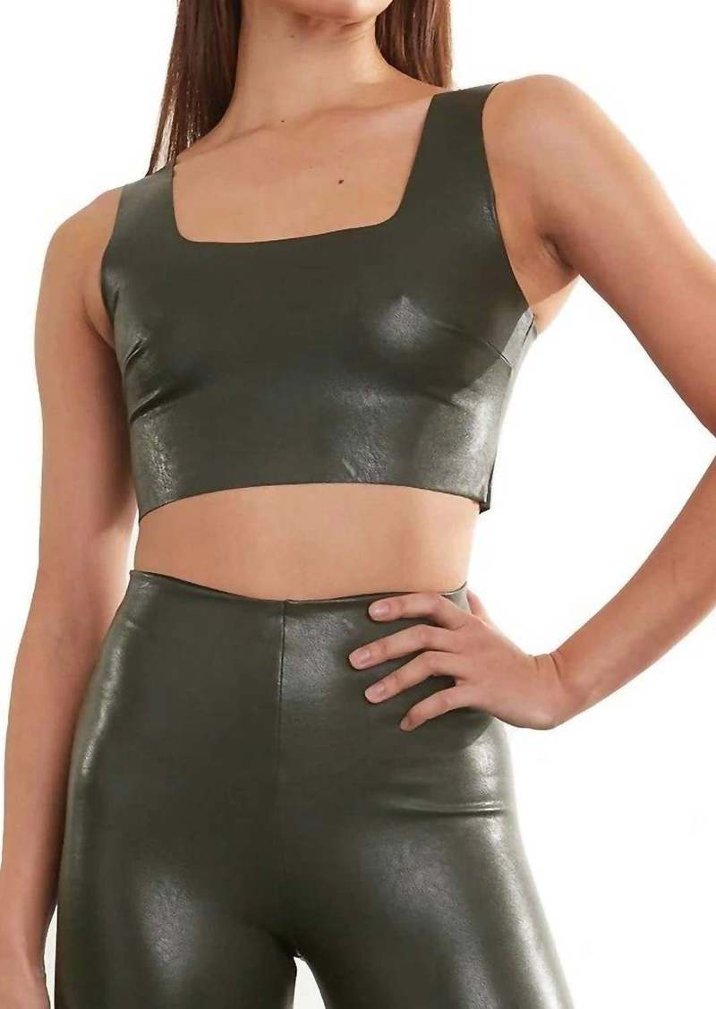 Commando Faux Leather Crop Top In Pine