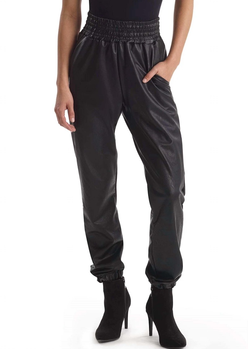 Commando Faux Leather Jogger With Elastic Waist & Hem In Black