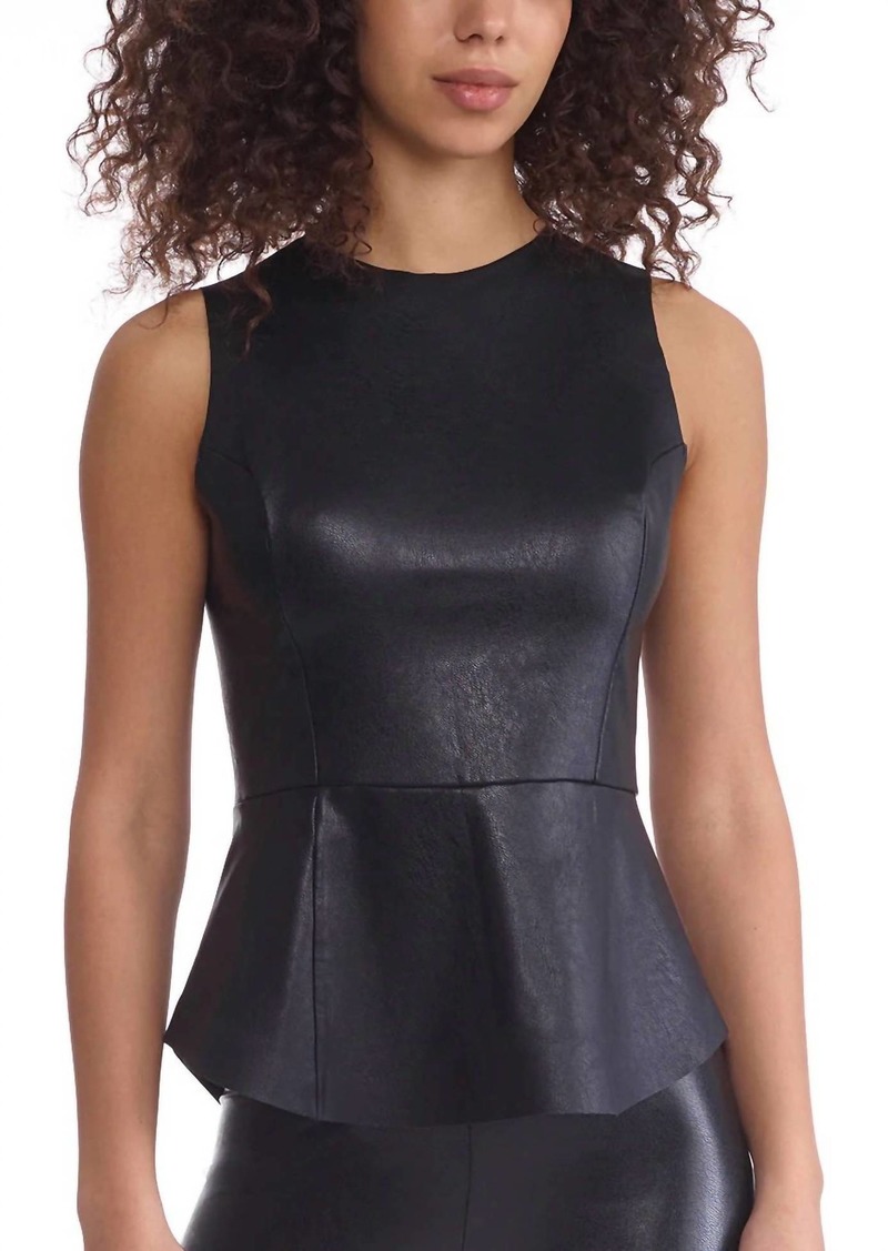 Commando Faux Leather Peplum Shell Top In Black