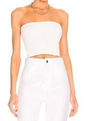 Commando Faux Leather Smocked Tube Top In White