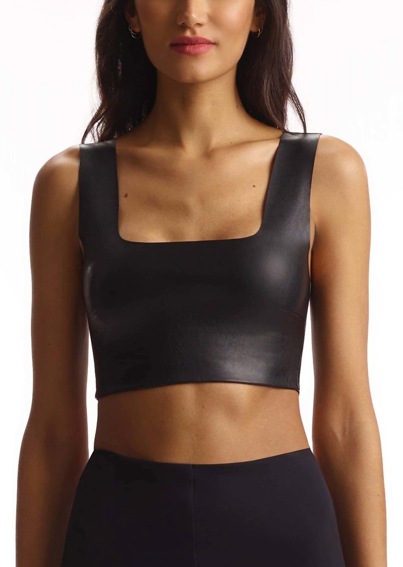 Commando Faux Leather Squareneck Crop In Black