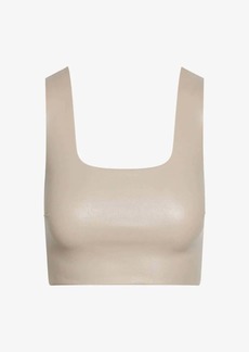 Commando Faux Leather Squareneck Crop Top In Sand