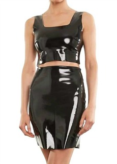 Commando Faux Patent Leather Crop Top In Black