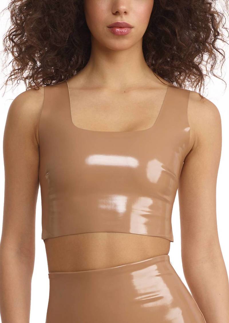 Commando Faux Patent Leather Crop Top In Cocoa