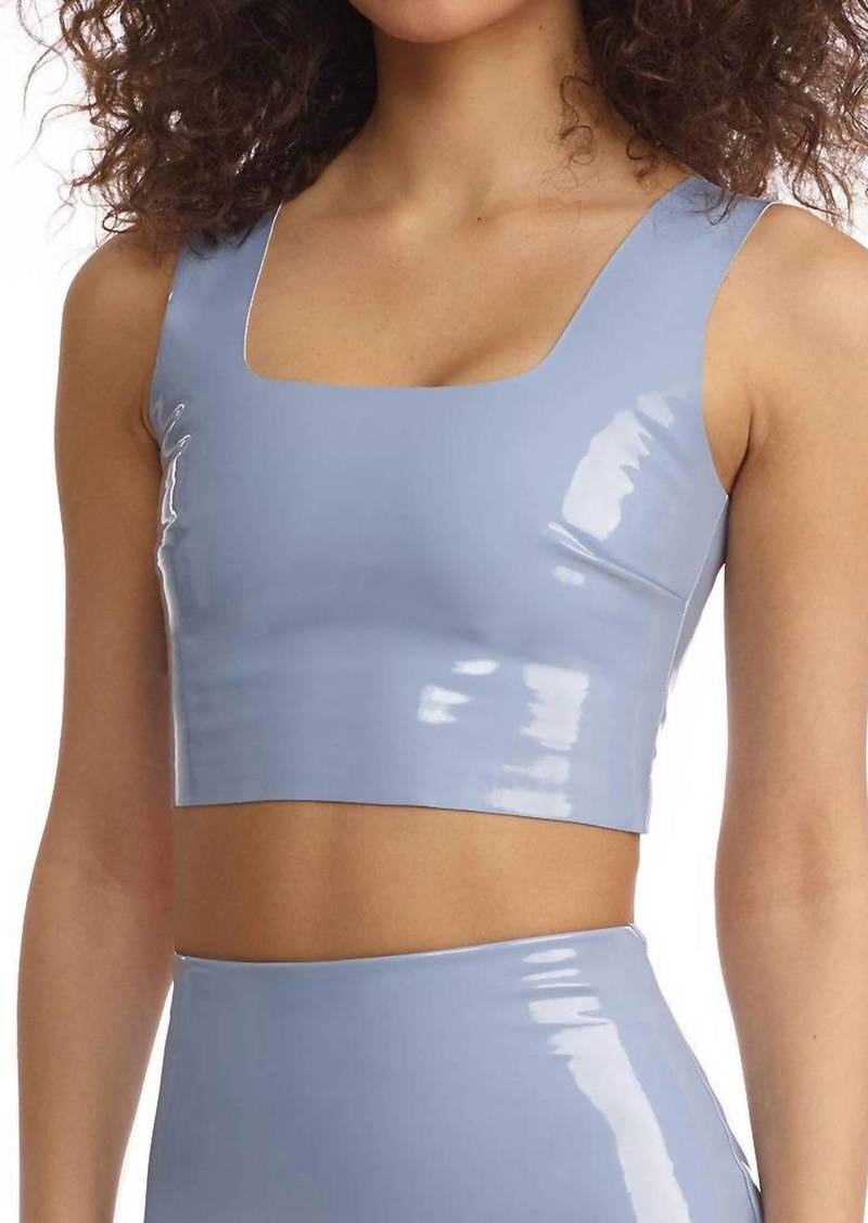 Commando Faux Patent Leather Crop Top In Vintage Blue