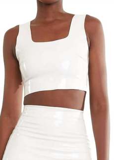 Commando Faux Patent Leather Crop Top In White