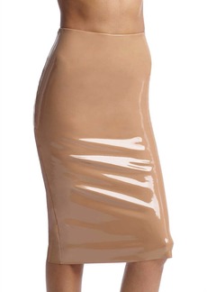 Commando Faux Patent Leather Midi Skirt In Cocoa