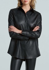 Commando Women's Faux Leather Oversized Button Down Shirt In Black