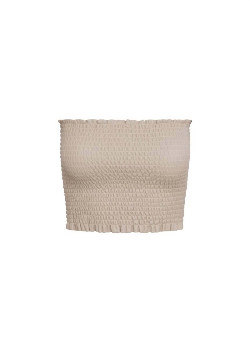 Commando Women's Faux Leather Smocked Tube Top In Sand