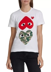 Comme des Garçons Camouflage-Heart-Print Cotton Jersey T-Shirt