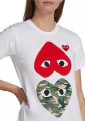 Comme des Garçons Camouflage-Heart-Print Cotton Jersey T-Shirt