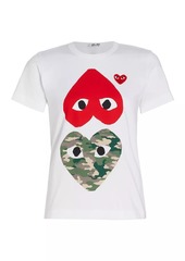 Comme des Garçons Camouflage-Heart-Print Cotton Jersey T-Shirt