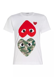 Comme des Garçons Camouflage-Heart-Print Cotton Jersey T-Shirt