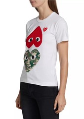 Comme des Garçons Camouflage-Heart-Print Cotton Jersey T-Shirt