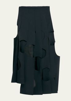 Comme des Garçons Comme des Garcons Circle Cutout Pleated Asymmetric Midi Skirt