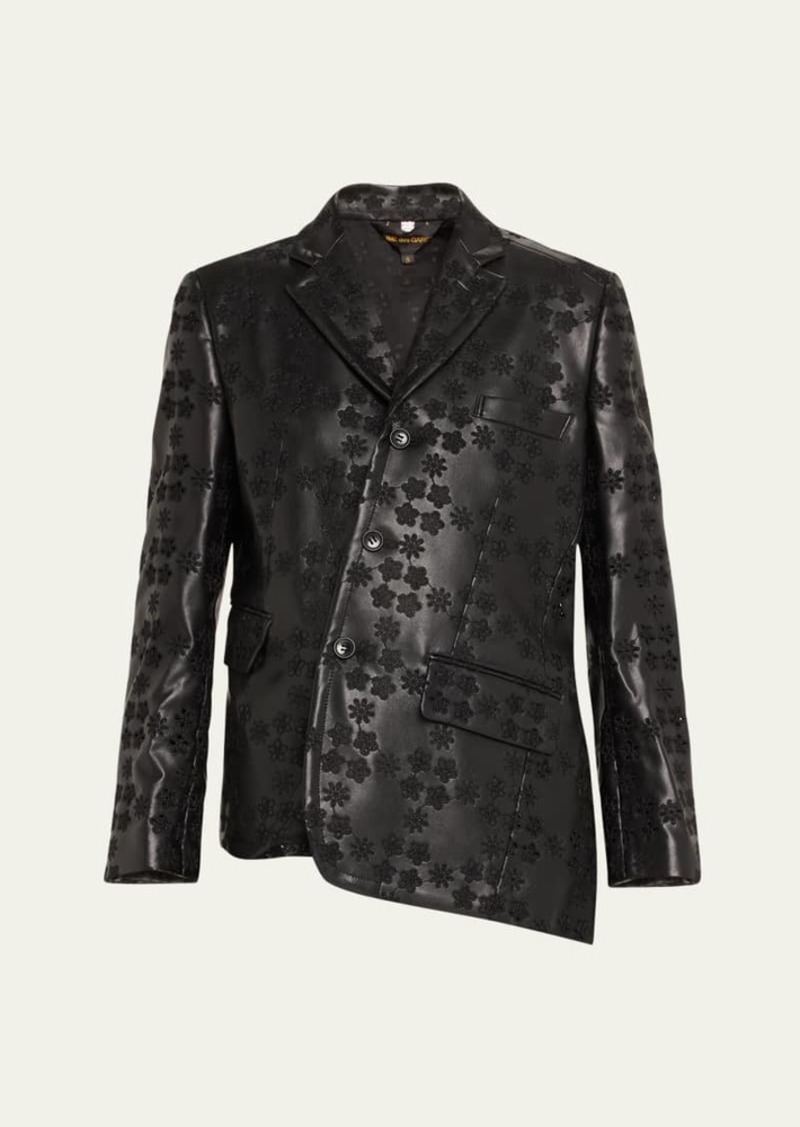 Comme des Garçons Comme des Garcons Floral Embroidered Asymmetric Faux Leather Jacket