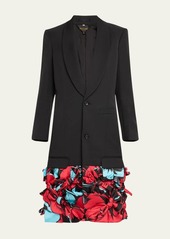 Comme des Garçons Comme des Garcons Long Mixed-Media Floral Bow Applique Jacket