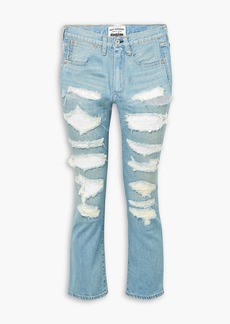 COMME DES GARÇONS - Sequin-embellished distressed mid-rise straight-leg jeans - Blue - S
