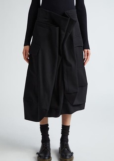 Comme des Garçons Asymmetric Ruched Wool Gabardine Skirt