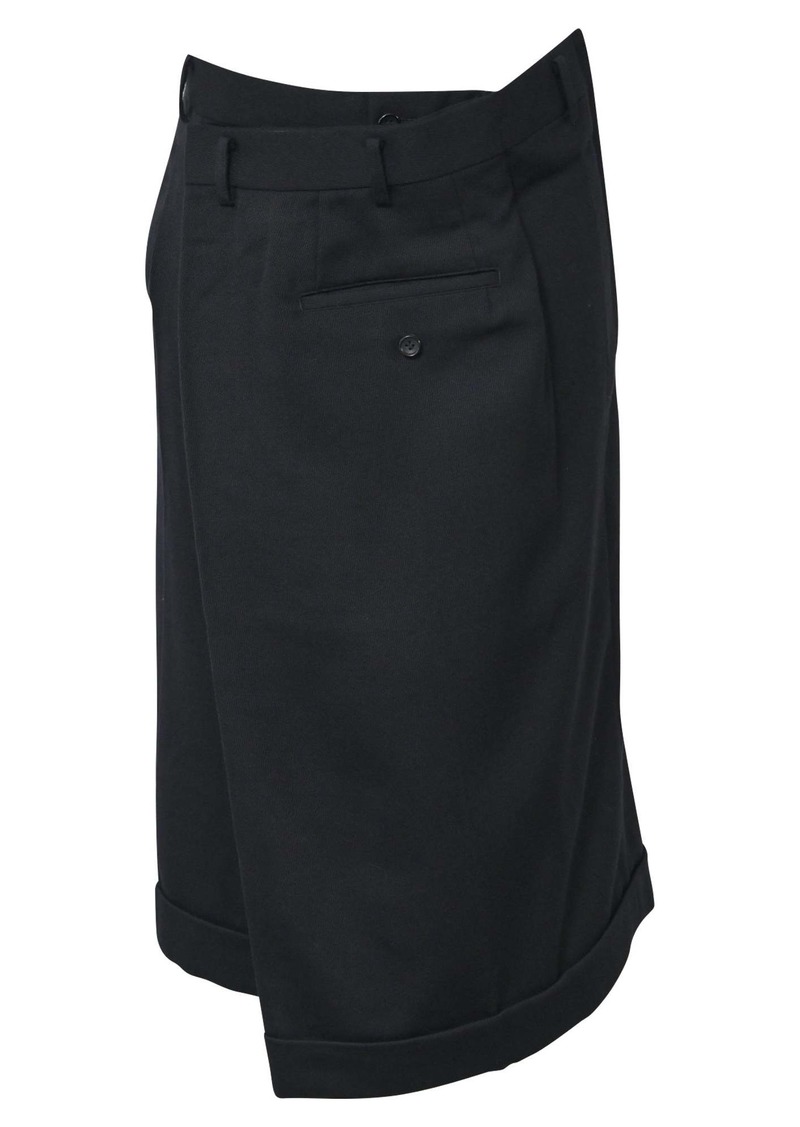 Comme Des Garçons Asymmetrical Overlap Skirt in Black Wool