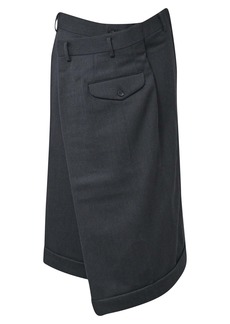 Comme Des Garçons Asymmetrical Overlap Skirt in Grey Wool