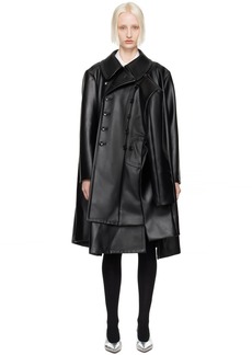 Comme des Garçons Black Asymmetrical Faux-Leather Coat