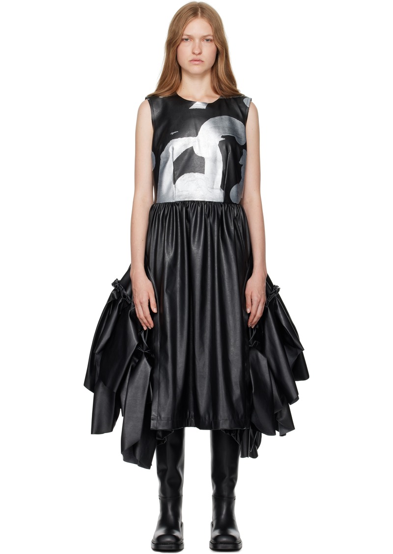 Comme des Garçons Black Faux Leather Printed Midi Dress