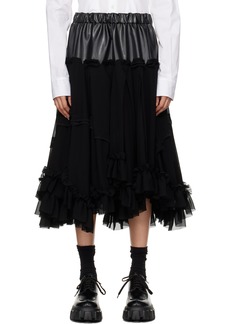 Comme des Garçons Black Georgette Faux-Leather Midi Skirt