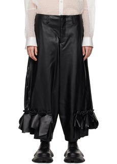 Comme des Garçons Black Ruffle Faux-Leather Trousers