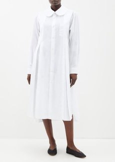 Comme Des Garçons Comme Des Garçons - Pleated Cotton Midi Shirt Dress - Womens - White