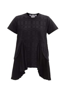 Comme Des Garçons Comme Des Garçons - Pleated-inset Checked Cotton-blend T-shirt - Womens - Black