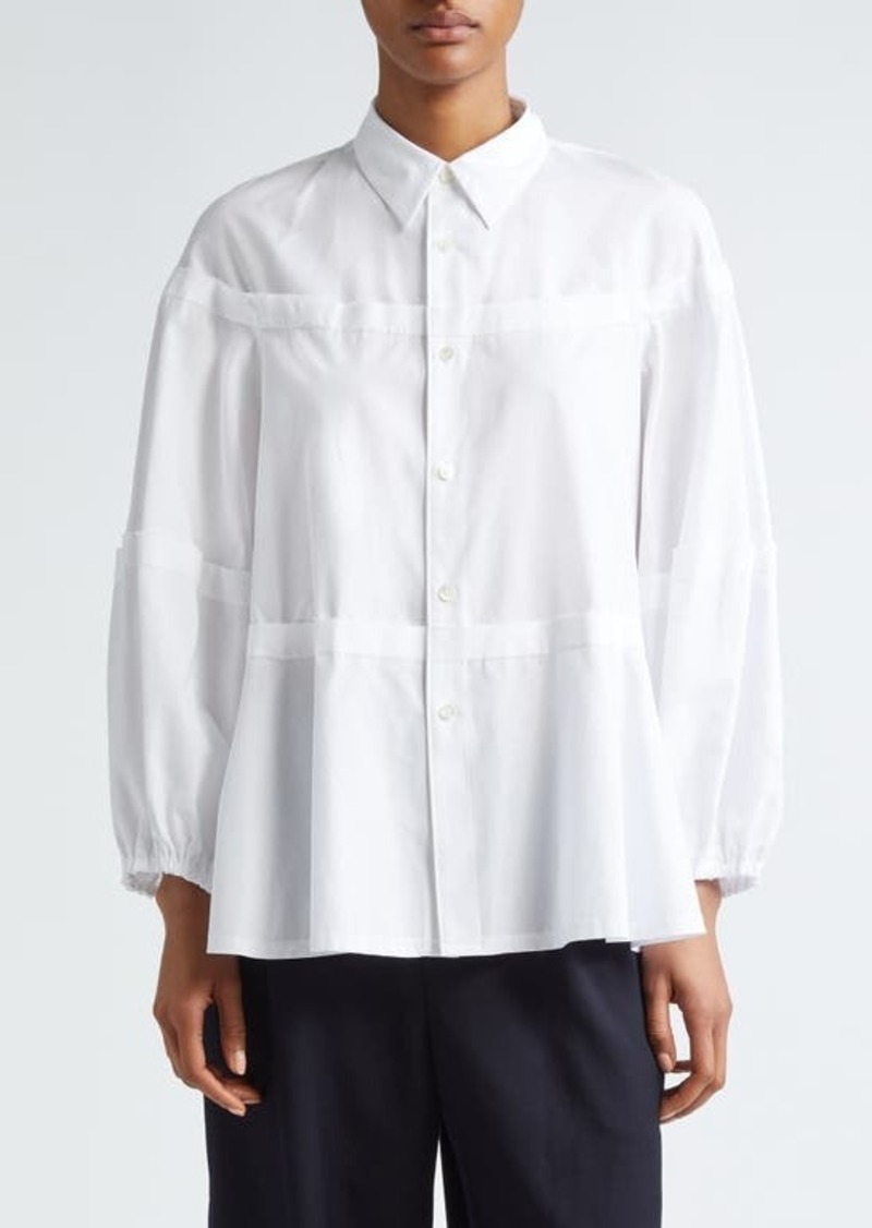 Comme des Garçons Comme des Garçons Peplum Cotton Broadcloth Button-Up Shirt