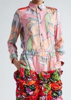 Comme des Garçons Floral Reverse Print Satin Button-Up Shirt