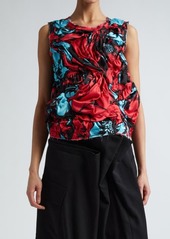 Comme des Garçons Floral Ruched Satin Top